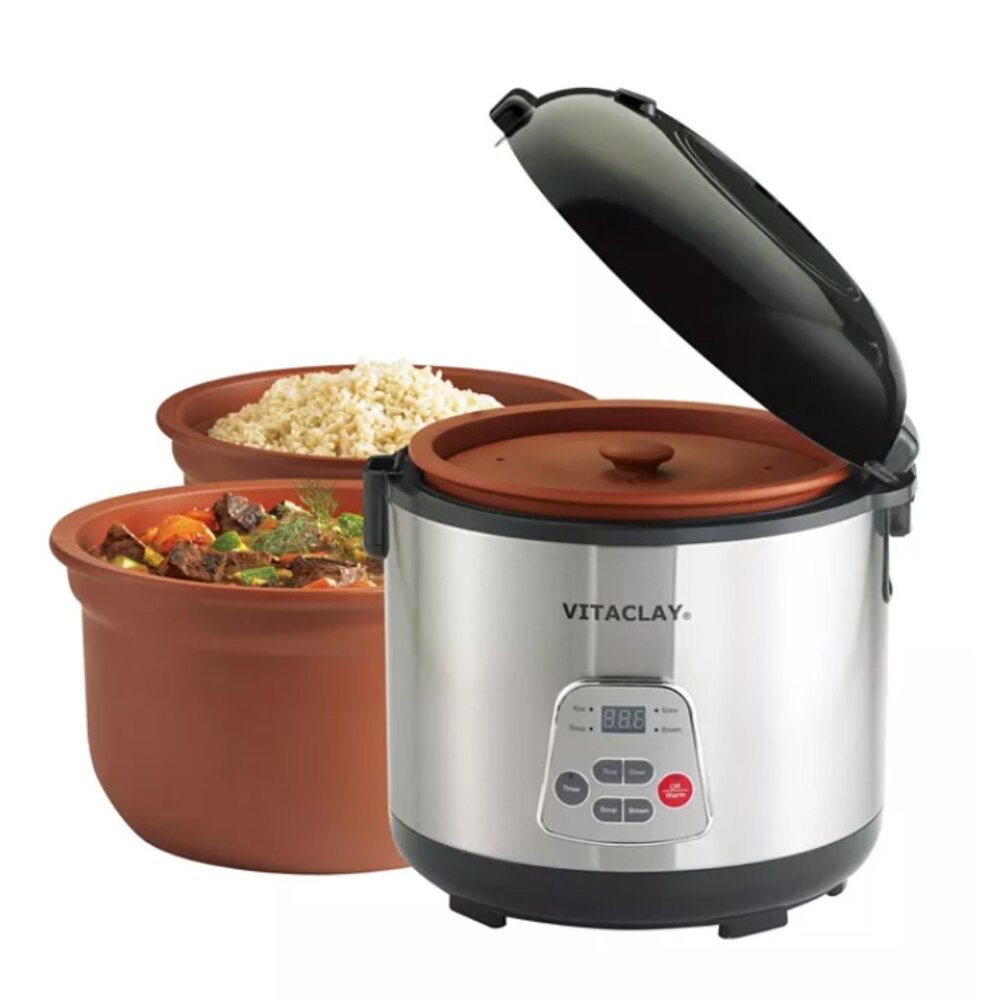 VitaClay 2 in 1 Clay Rice and Slow Cooker, 6 QT